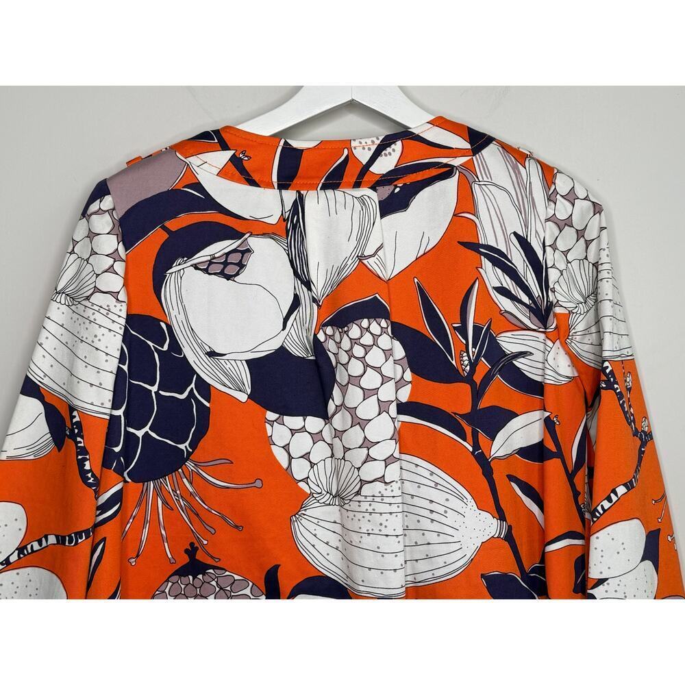 J. Crew Floral Long Sleeve Button Front Shirt Jacket White Orange Women's Size 6 - Picture 8 of 11